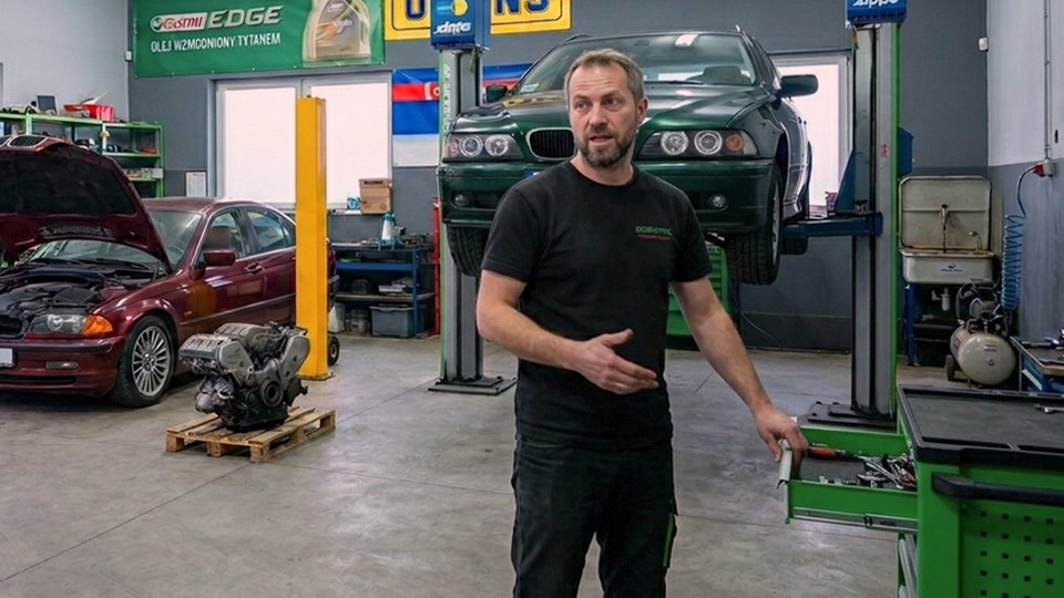 Przemysław w hali warsztatu Auto Serwis